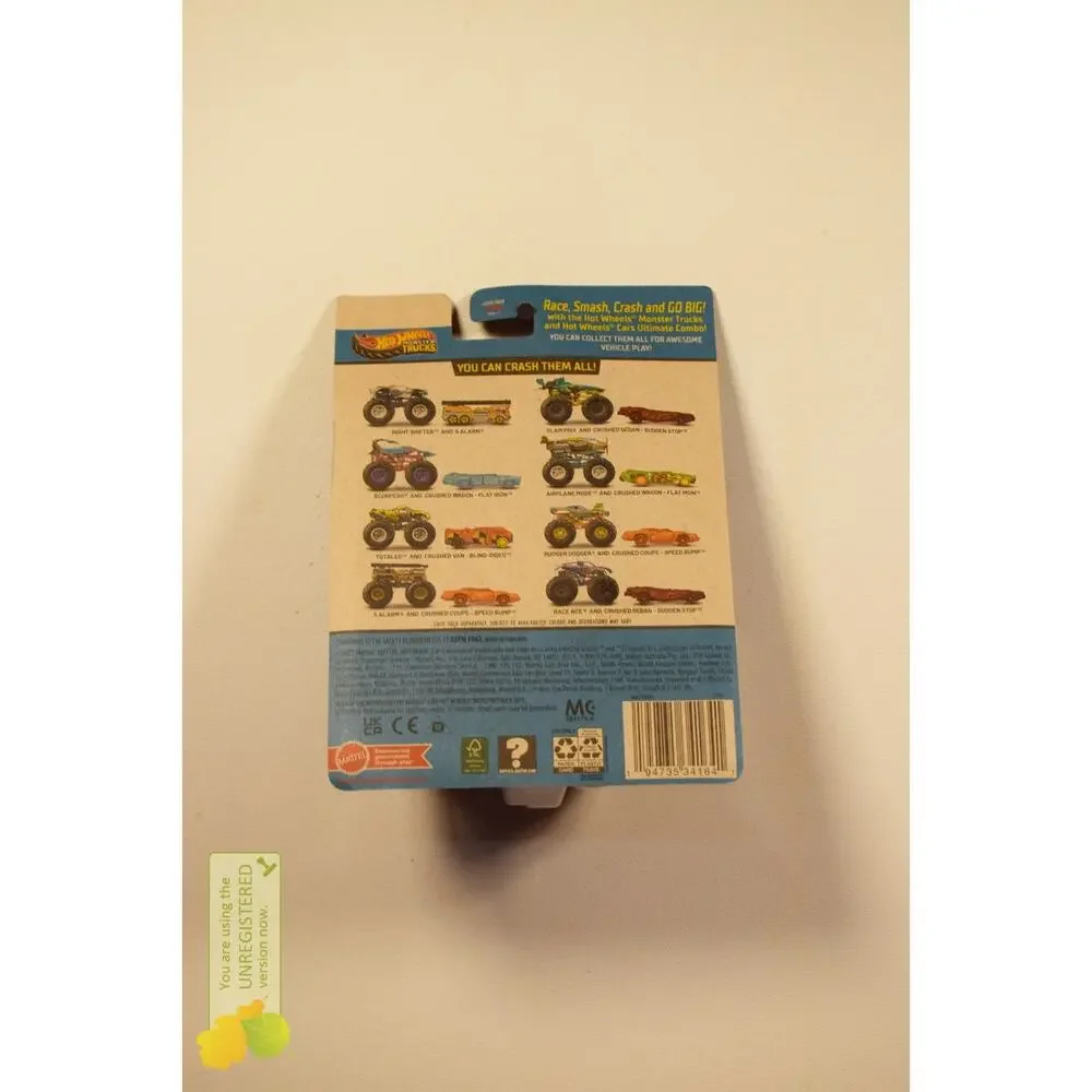 Hot Wheels Monster Truck Airplane Mode and Crushed Wagon Flat Iron 1/64 Scale
